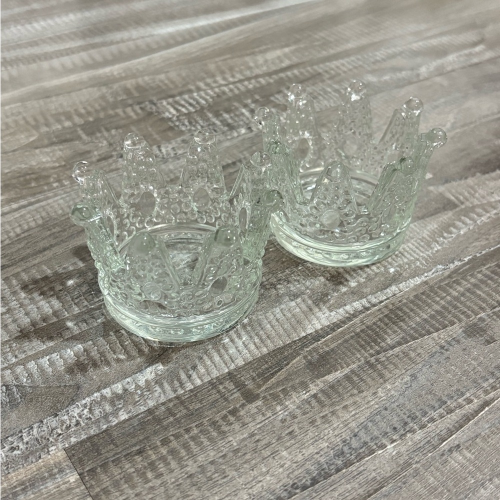 ! NEW ! Bundle Of Two Princess Crown Glass Decor / Ash Tray